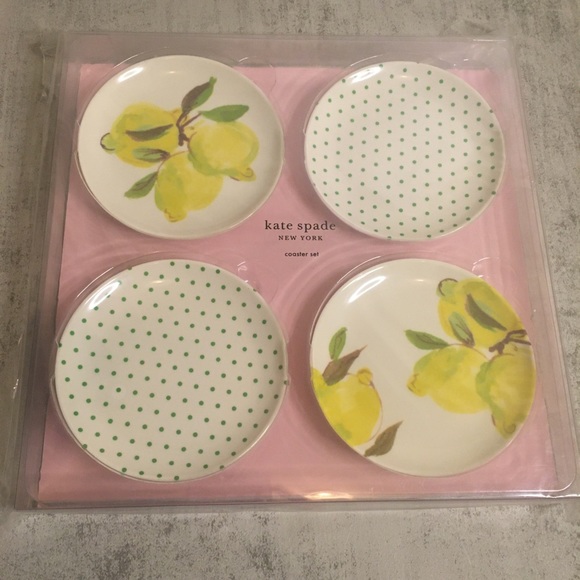 NWT Kate Spade Lemon Melamine Coaster Set - Picture 3 of 5